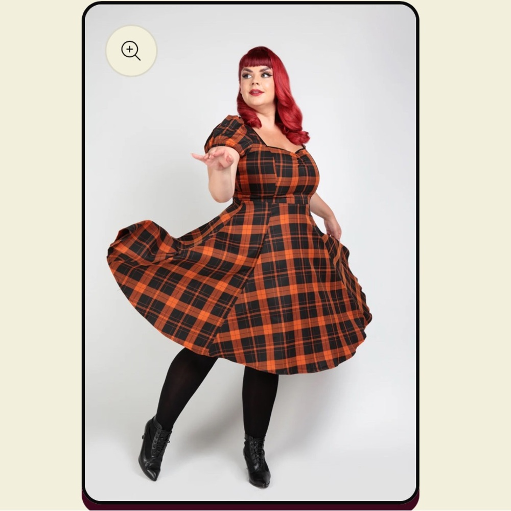 Collectif Mimi Pumpkin Check Doll Dress